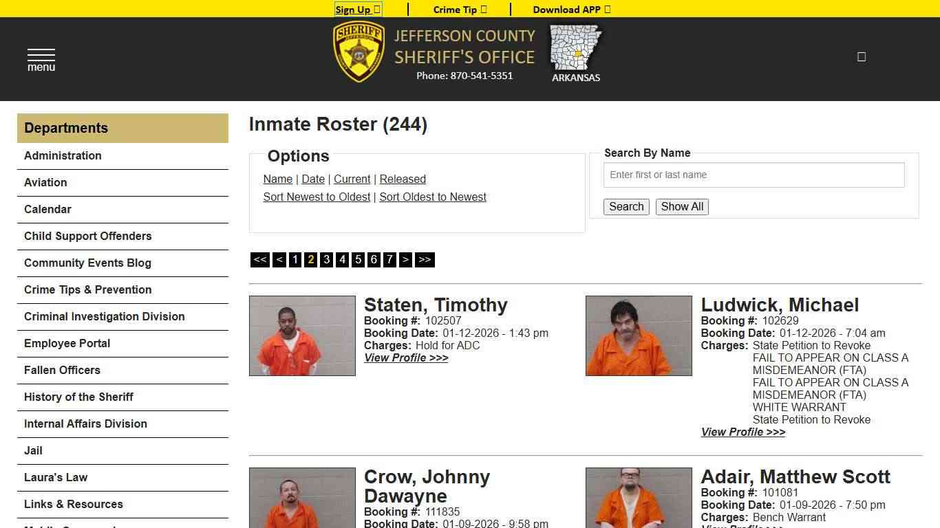 Inmate Roster - Page 2 Current Inmates Booking Date Descending - Jefferson County Sheriff AR